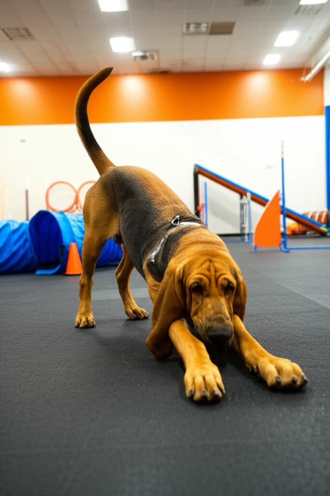 Bloodhound performing a trick at Zoom Room