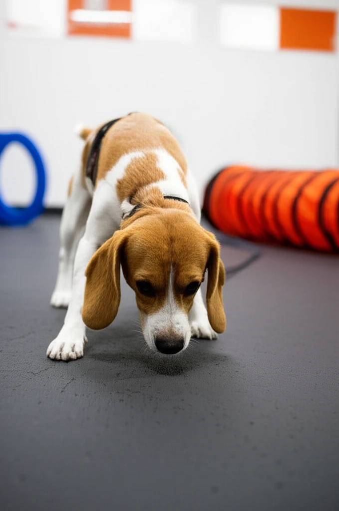 Dog doing scent work training at Zoom Room