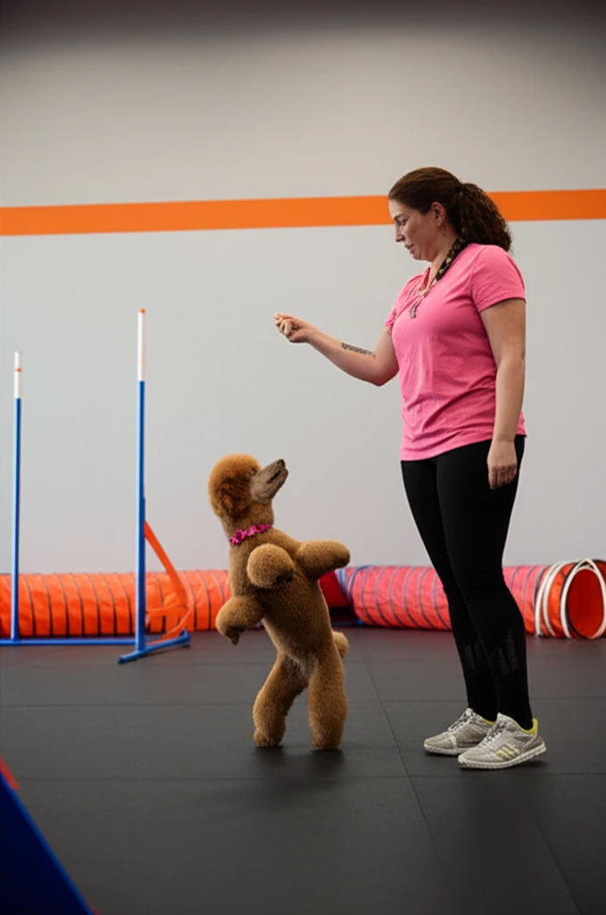 Dog learning tricks at Zoom Room training class